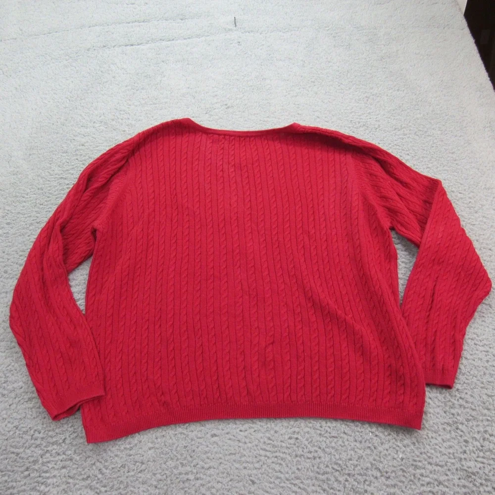 Crystal Kobe Women's Cable Knit Long Sleeve‎ Sweater XL Red 100% Cotton